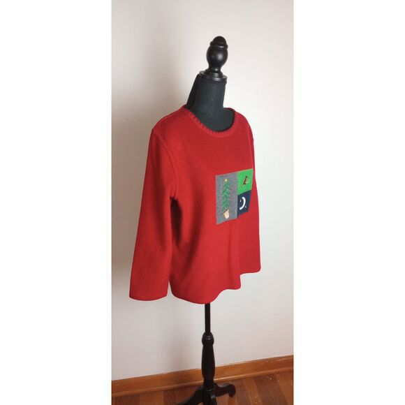 Christmas Sweater / Fleece X-Mas Top ~ Size M / Xmas Trees, Cardinals - Picture 4 of 8